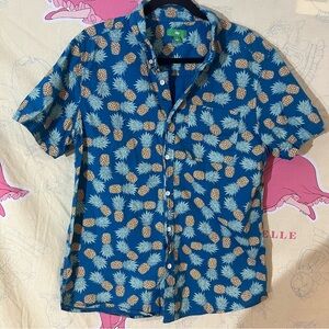 Dip Blue Pineapple Pattern Men's Shirt